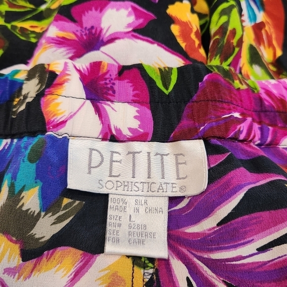 Petite Sophisticate 100% Silk High Waist Vintage Floral Shorts SZ Large Petite - Picture 6 of 6